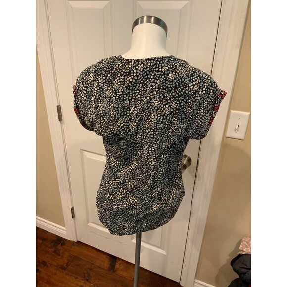 Rag & Bone Short Sleeve Black Splatter Print Silk Top, Size 4 - Picture 4 of 5